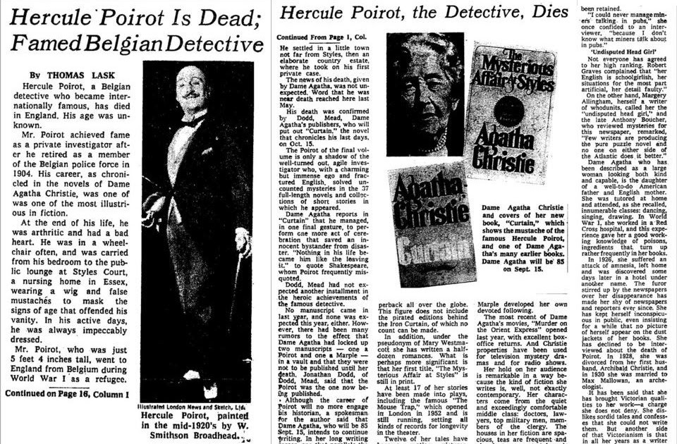 orbituari Hercule Poirot di The New York Times ©1975